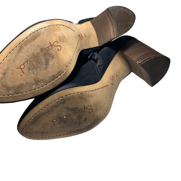 Splendid Daphne Navy Blue Suede Heeled Booties Sz 10 - Picture 7 of 8